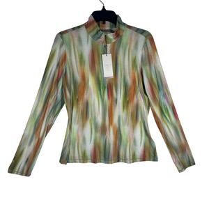 CALIA‎ Golf Womens Tissue Texture 1/4 Zip Pullover Filtered Flora Top Medium NEW